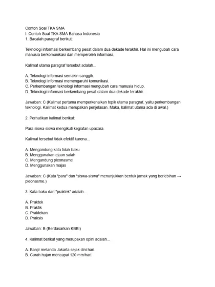 25 Contoh Soal TKA SD Bahasa Indonesia 2026 Lengkap Beserta Jawaban: Siapkan Dirimu Sekarang