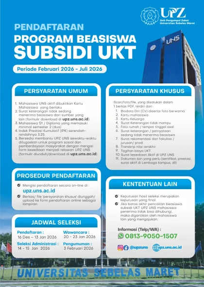 Daftar UKT UNS 2026 Semua Jurusan: Jurusan Mana Paling Tinggi?