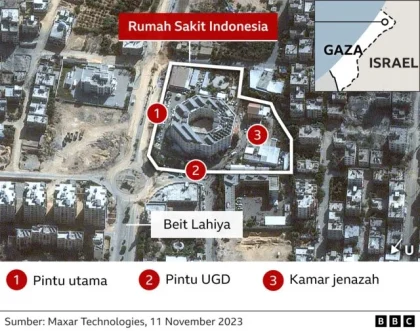 Indonesia Kecam Israel atas Spanduk “Rising Lion” di Reruntuhan Rumah Sakit Gaza