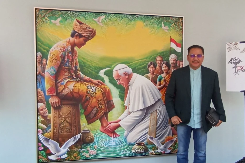 Lukisan Denny JA Diberkati Paus Fransiskus, Nilainya Diprediksi Tembus Rp34 Miliar