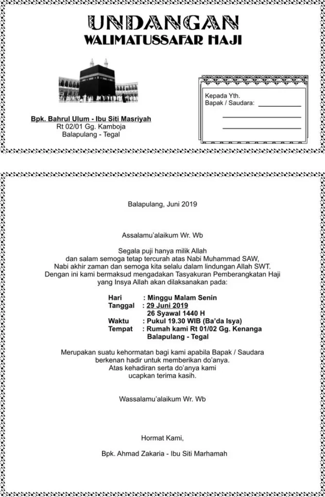 Panduan Lengkap Contoh Undangan Walimatussafar Haji 2026 Beserta Desain Modernnya