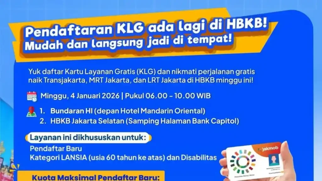 Pendaftaran Kartu Gratis Transjakarta Dibuka di 2 Lokasi CFD Jakarta, 26 April 2026