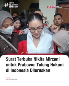 Surat Terbuka Nikita Mirzani ke Prabowo Pecah Viral, Netizen Sebut 'Buta Logika' Usai Vonis 6 Tahun