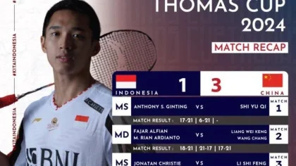 China Raih Gelar Juara Thomas Cup 2026 Usai Kalahkan Perancis 3-1