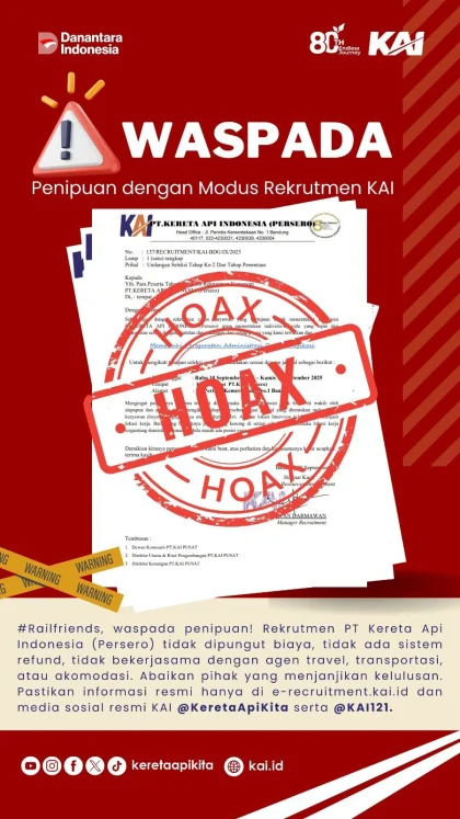 KAI Services Ingatkan Warga Waspada Penipuan Lowongan Kerja
