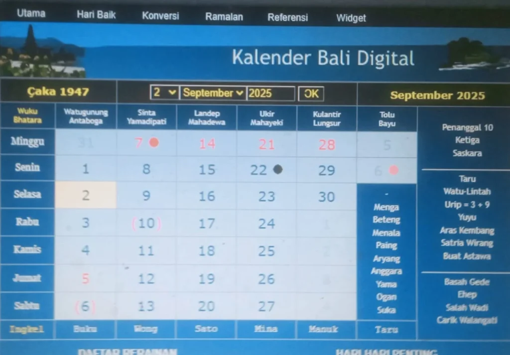 Kalender Bali Kamis 21/5: Wraspati Pon Wariga