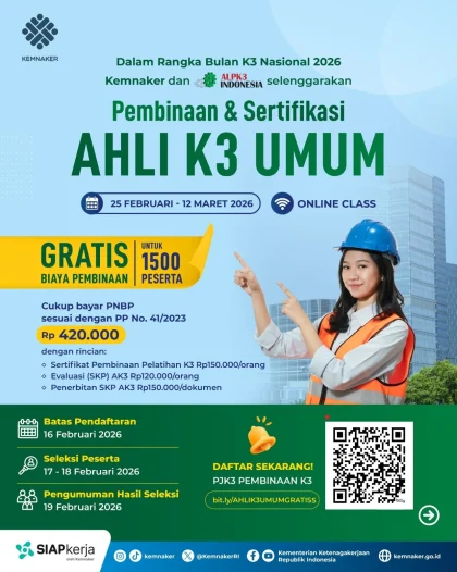 Kemnaker Buka Pelatihan Vokasi Gratis untuk 30 Ribu Peserta