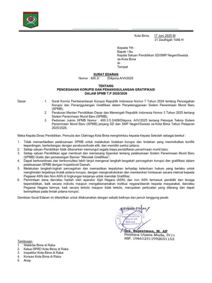 KPK Terbitkan Surat Edaran Pencegahan Korupsi SPMB