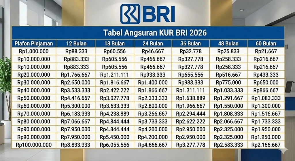 KUR BRI Mei 2026: Pinjaman Rp30 Juta dengan Angsuran Mulai Rp500 Ribu per Bulan