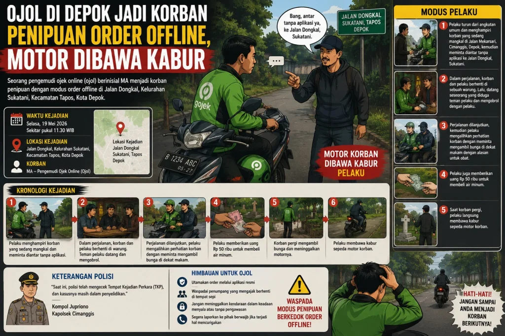 Ojol di Depok Jadi Korban Penipuan Modus Order Offline
