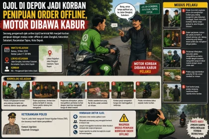 Ojol di Depok Jadi Korban Penipuan Modus Order Offline