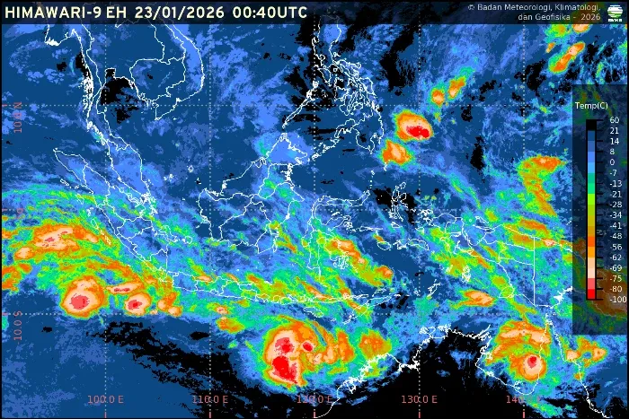 Prakiraan Cuaca Ibu Kota Provinsi se-Indonesia, 23 Mei