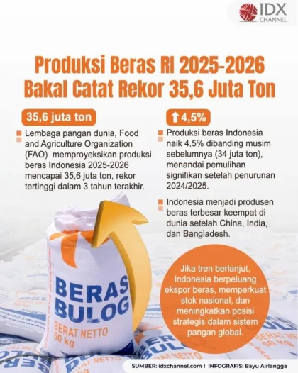 Produksi Beras 2026: Semester I Diprediksi Capai 19,31 Juta Ton Naik 0,26%