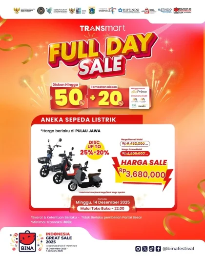 Sepeda Listrik Diskon Besar di Transmart Full Day Sale