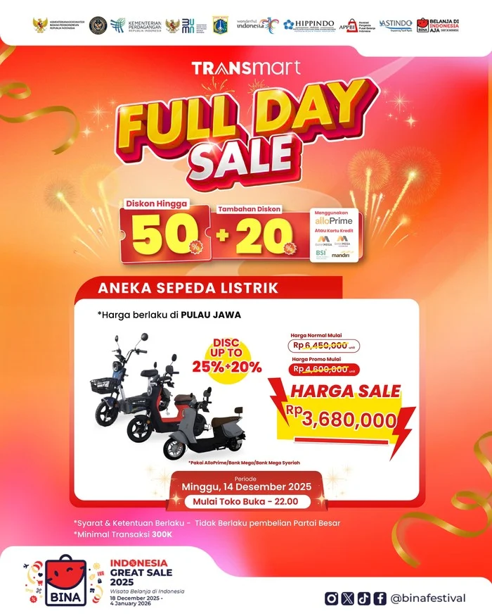Sepeda Listrik Diskon Besar di Transmart Full Day Sale