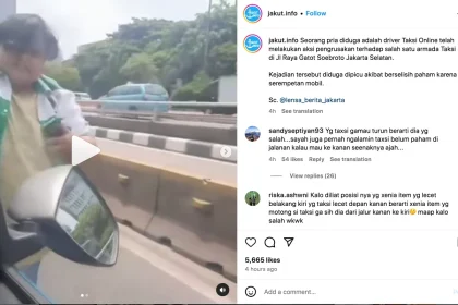 Sopir Taksi Online Diduga Menyerempet dan Merusak Mobil Pengemudi Lain di Tol JORR