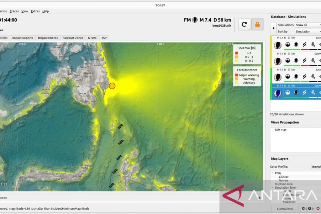 BMKG Membatalkan Peringatan Tsunami Setelah Gempa Sulawesi 7,7M