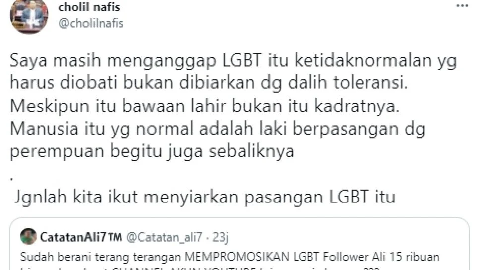 Cholil Nafis Minta DPR Segera Buat UU Tegas soal LGBT
