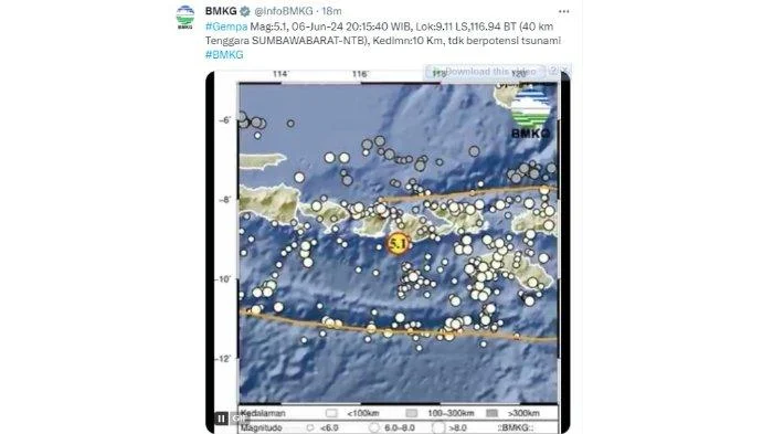 Gempa Magnitudo 3,4 Guncang Sumbawa NTB, Tidak Berpotensi Tsunami
