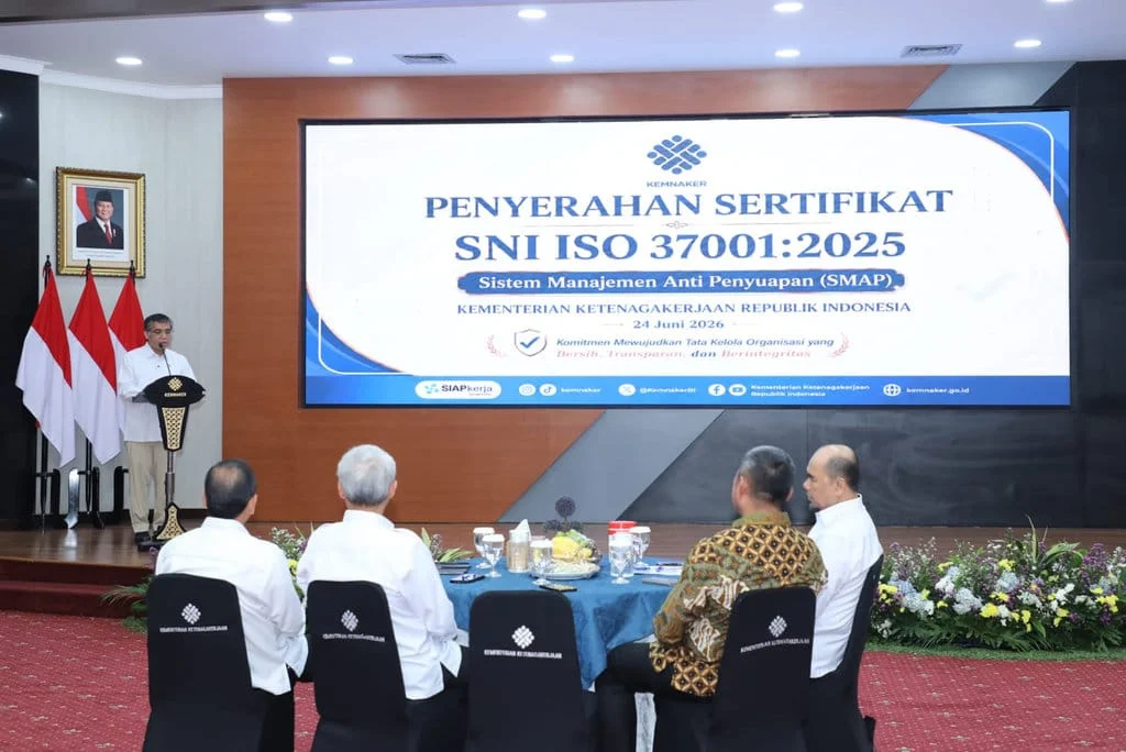 Kemnaker Raih Sertifikat ISO 37001:2025 dengan Integrasi Sistem Anti Suap