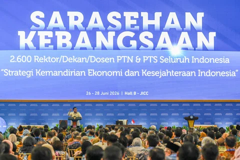 Prabowo Hadiri Sarasehan Kebangsaan di JCC, Tekankan Pentingnya Kemandirian Nasional