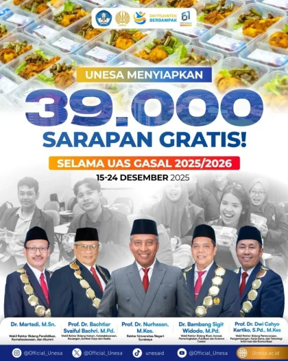Unesa Bagikan 35.000 Sarapan Gratis untuk Mahasiswa Selama UAS Juni 2026