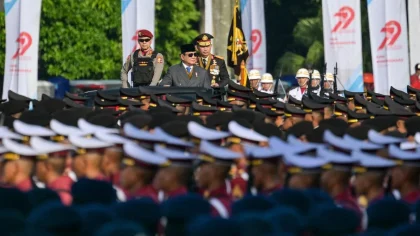 Presiden Prabowo Subianto Pimpin Upacara Hari Bhayangkara ke-80 di Satlat Brimob Cikeas